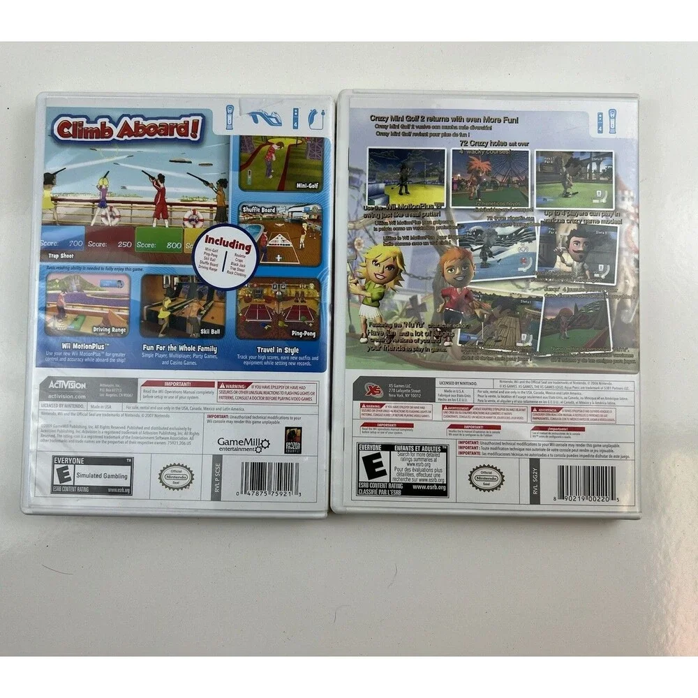 Lot Of 2 Wii Games Crazy Mini Golf 2 & Cruise Ship Vacation Games UNTESTED Games
